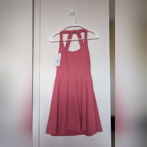 NWT Cut Out Twisted Side Pocket 2-in-1 Barre Ballet Dance Dress, S, Desert Rose